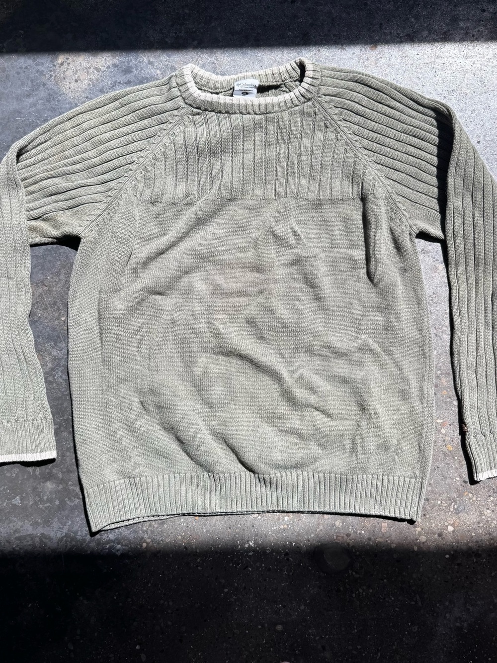 Vintage Columbia Commando Sweater XL Sage Green Heavyweight Ribbed Knit